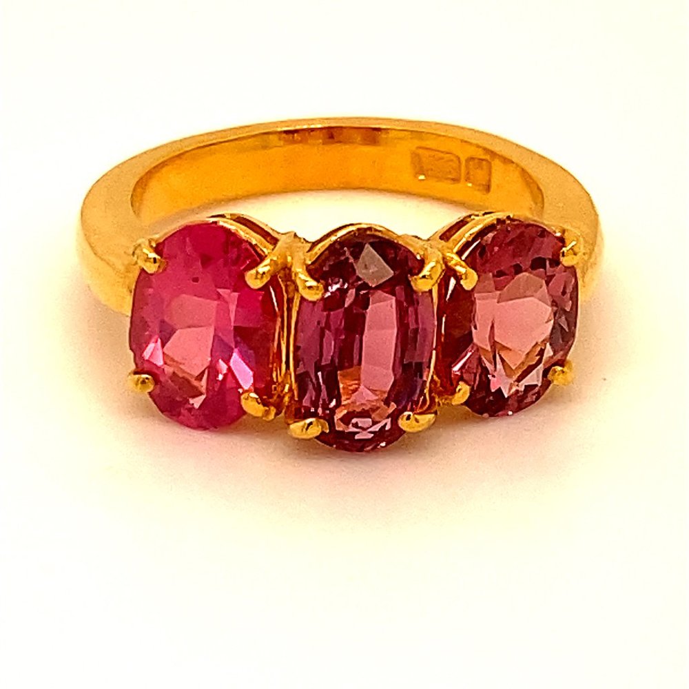 Red Pink Spinel 4.15ct Solid 22K Yellow Gold Ring
